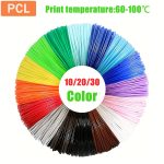 10/20/30 Color 3D Printer PCL Filament, Printing Filament, Zip Ties, Compatible with 3D Pens, 1.75mm Diameter, 10ft (3m) Per Color, 100/200/300ft (30/60/90m) Total, Random Colors, Low-Temperature Printing Range 60-100°C