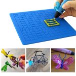 3D Pen Mat, 17.78X17.78 cm Silicone 3D Printing Pad with Geometric Templates, Includes 2 Finger Caps, Suitable for 3D Printing Drawing, Doodling, And 3D Printing