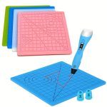 3D Pen Mat, 17.78X17.78 cm Silicone 3D Printing Pad with Geometric Templates, Includes 2 Finger Caps, Suitable for 3D Printing Drawing, Doodling, And 3D Printing - 图片 3