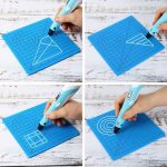 3D Pen Mat, 17.78X17.78 cm Silicone 3D Printing Pad with Geometric Templates, Includes 2 Finger Caps, Suitable for 3D Printing Drawing, Doodling, And 3D Printing - 图片 2