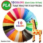 PLA Filaments for 3D Pens in 10 Colors, 20 Colors, And 40 Colors, Suitable for 3D Printing Pens, with a Diameter of 1.75 Mm, Each Color Measuring 3.0 meter, Includes Heat-Resistant Finger Caps And a Random Pattern Tracing Booklet - 图片 2