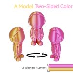 Silk Dual Color PLA Filament Color Change Shiny Coextrusion Flexible 3d Printing 1kg 1.75mm 3d Printer Pla Filament - 图片 2